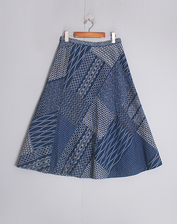 [빈티지샵 CAPTAIN]Oriental Mood Indigo Cotton Skirt [27]
